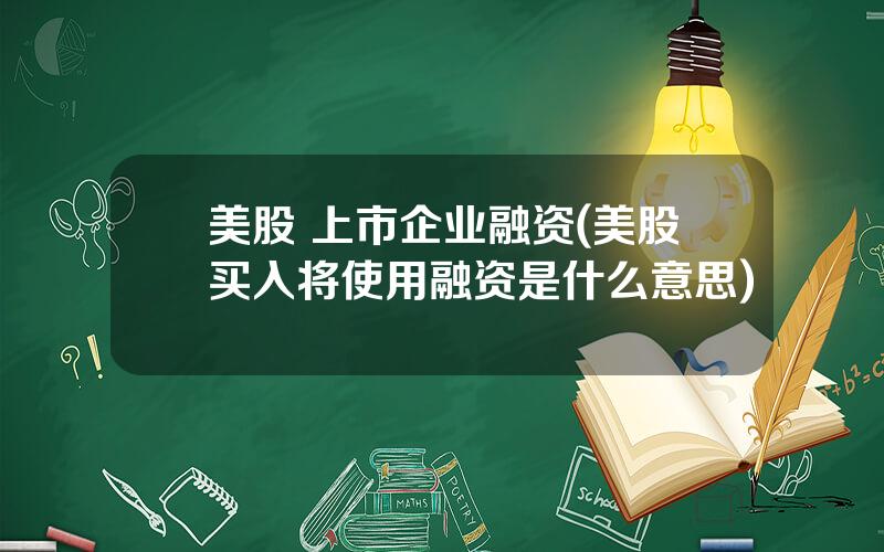 美股 上市企业融资(美股买入将使用融资是什么意思)